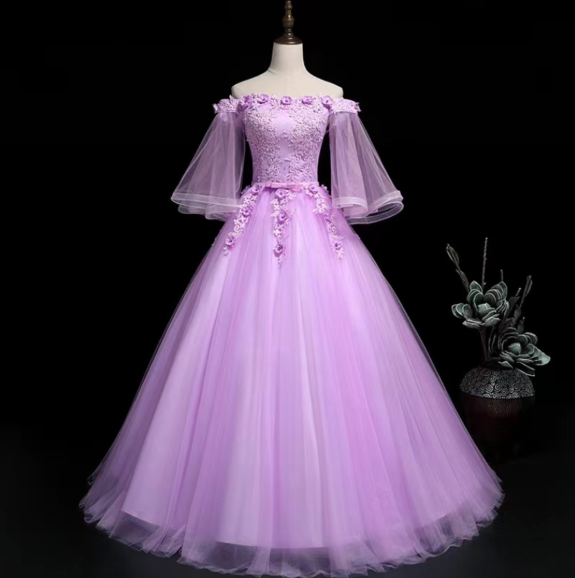Prom Dresses,off Shoulder Wedding Dress, Elegant Prom Dress, Purple Party Dress,dream Ball Gown Dress