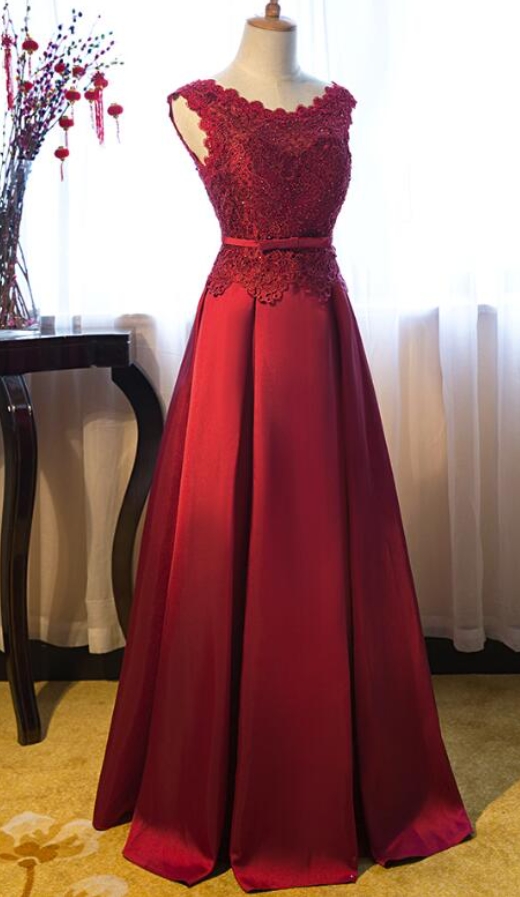 Prom Dresses,red Satin Evening Dress, Off Shoulder Long Formal Gowns, Red Party Dress, Lace-up Back Party Dress