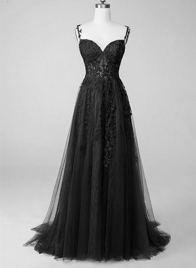 Prom Dresses,spaghetti Straps Black Pageant Dress