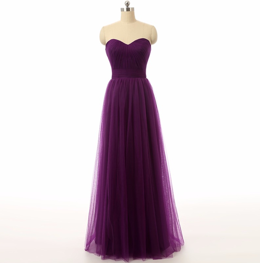 Prom Dresses,simple Purple Tulle Long Bridesmaid Dresses, Bridesmaid Dresses