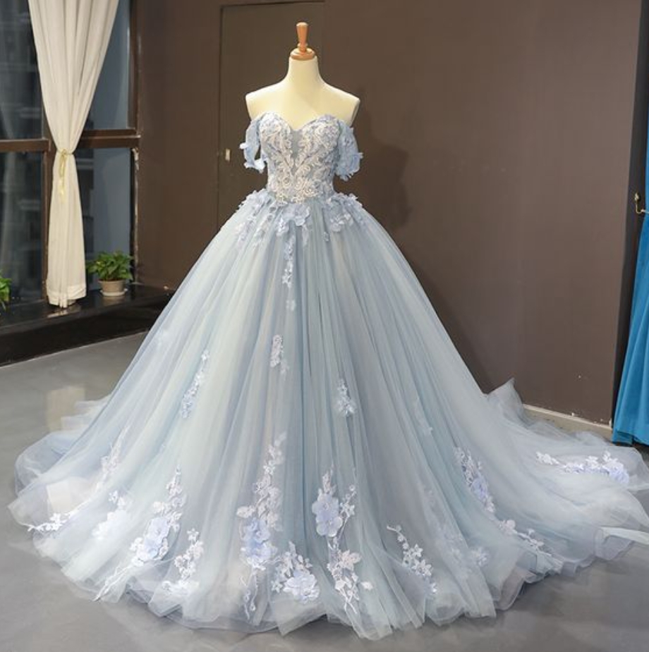 Prom Dresses,off Shoulder Prom Dresses, Blue Prom Dress Elegant Prom Dress