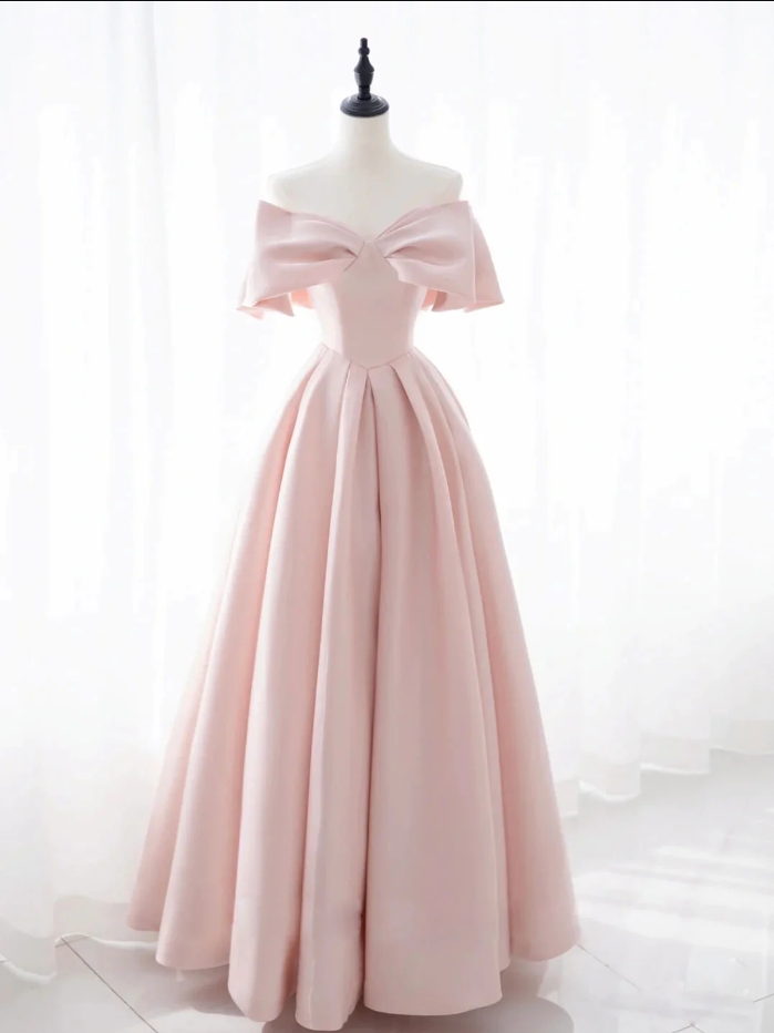 Prom Dresses,simple Pink Satin Long Prom Dresses