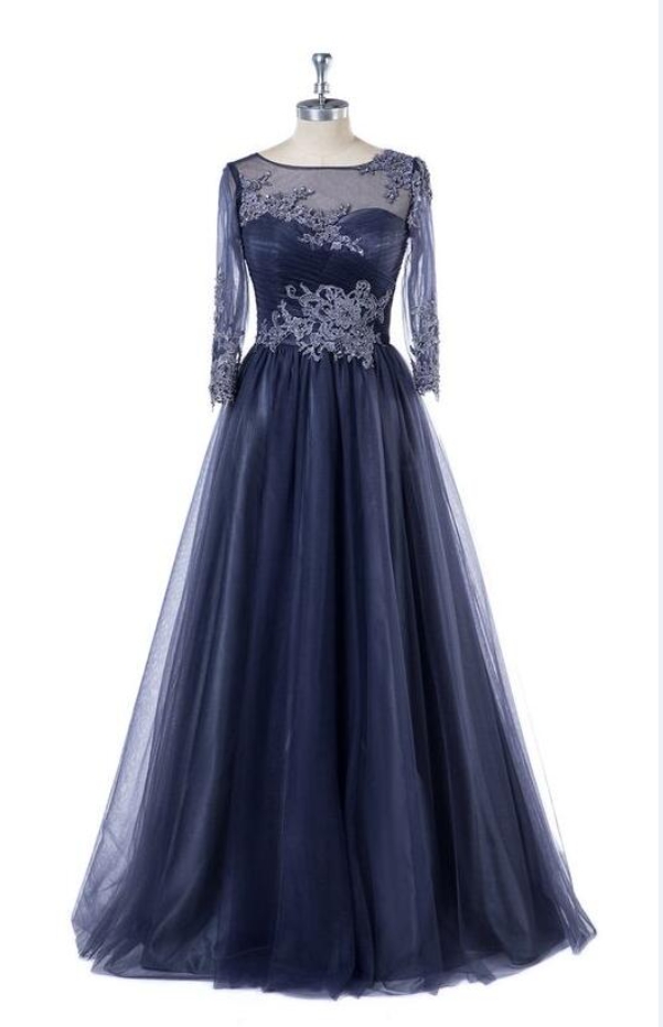 Prom Dresses,floor-length Tulle Prom Dresses With Sleeves