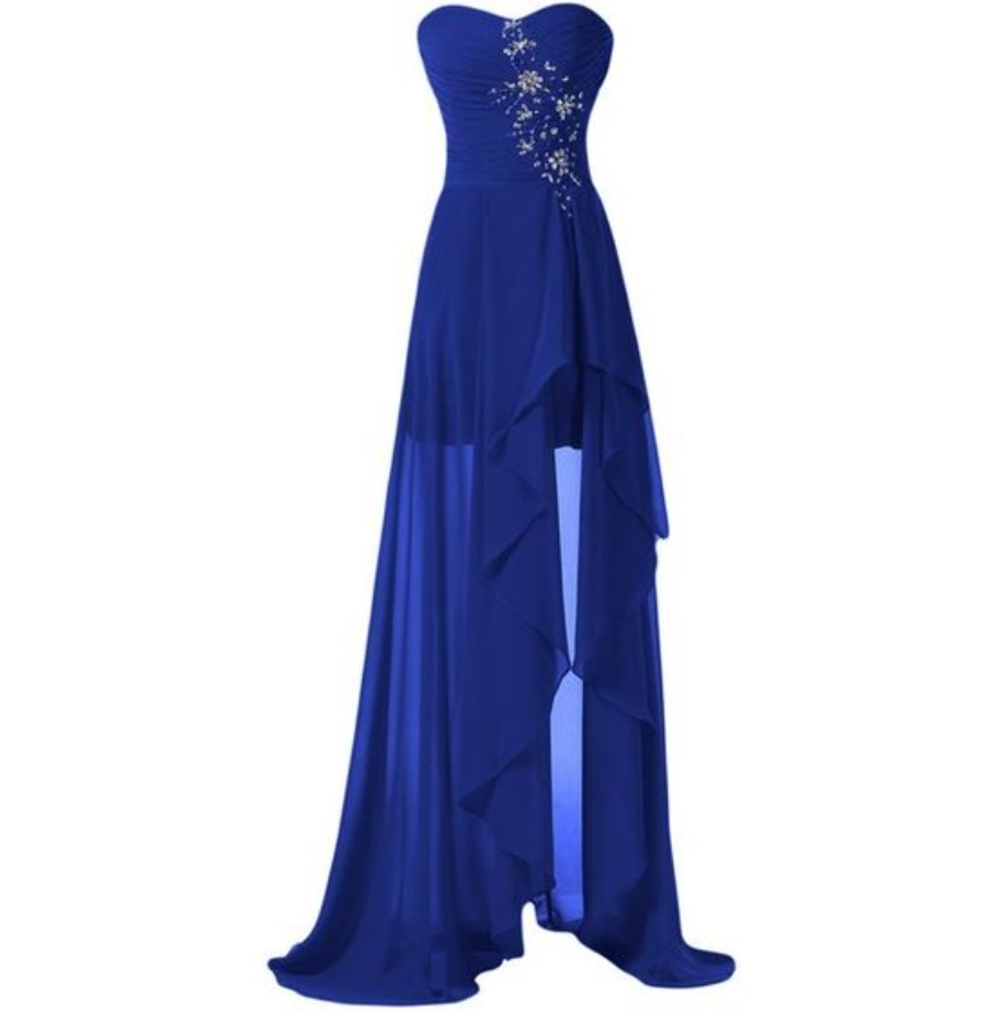 Prom Dresses,sleeveless Royal Blue Cocktail Dress With Slit