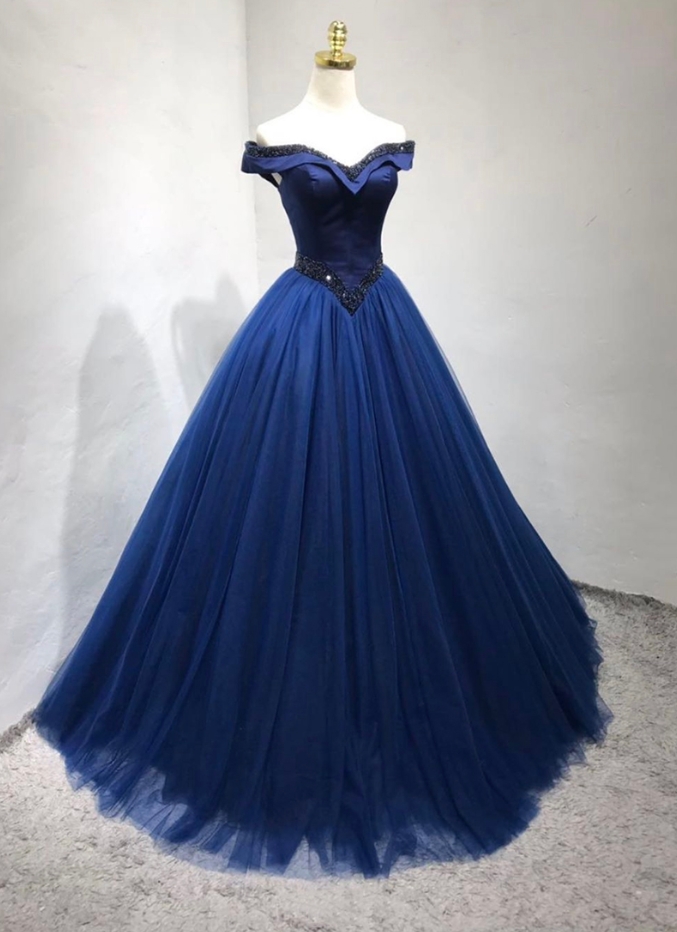 Prom Dresses,blue Tulle Long Prom Dress Blue Evening Dress