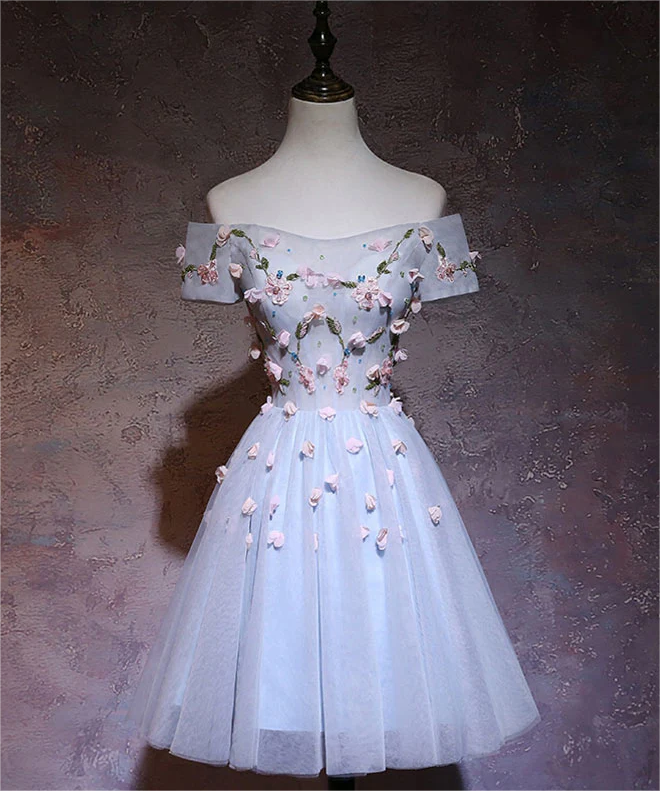 blue gray homecoming dress Blue Short Prom Dresses, Aline Lace v Neck Blue Homecoming Dresses