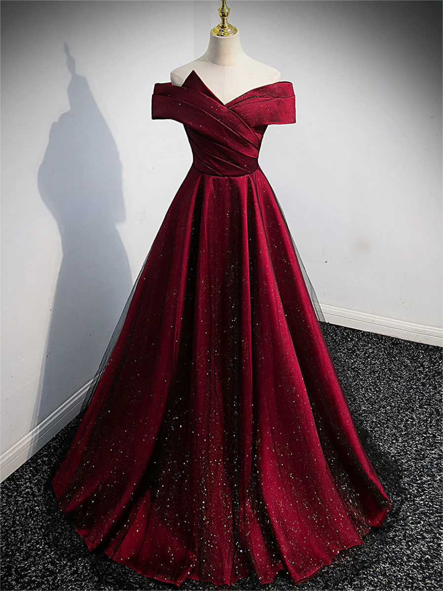 plain burgundy prom dress Long Sweetheart A-Line Prom Dress: Ladivine CD337 Burgundy / 2 main image 1