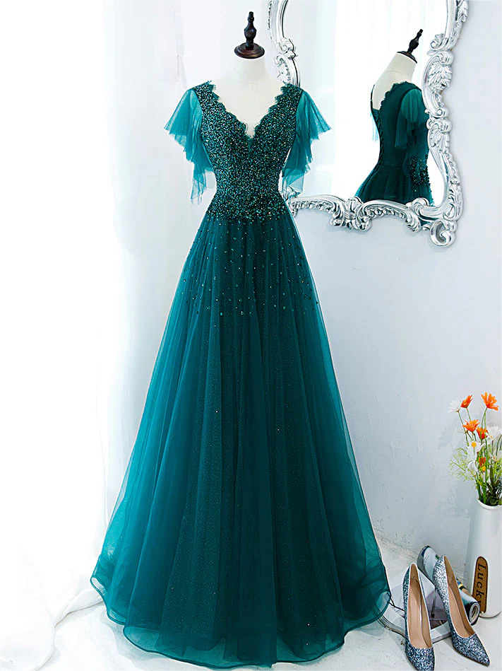 dark green sequin bridesmaid dress Sparkly Dark Green Sequin Feather Long Prom Dress