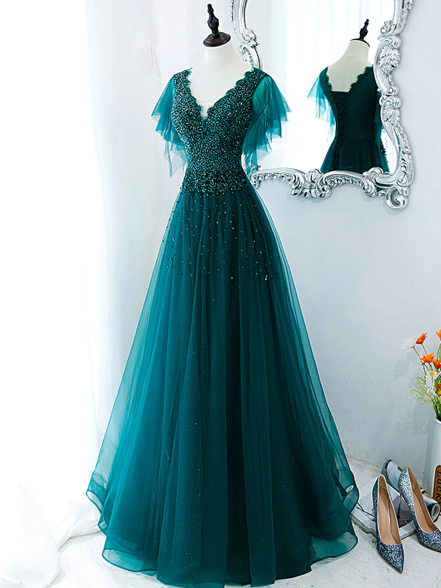 Unique Lemon Green V Neck Sequin Short Party Dress Formal Graduation Homecoming Dress D380
