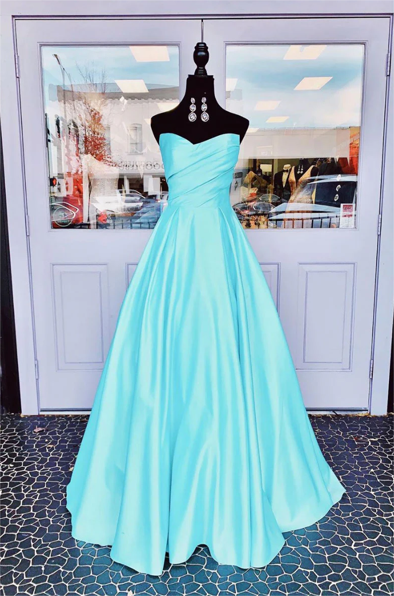 simple blue formal dress Simple Blue Spaghetti Straps Long Prom Dresses Evening Dress with Thig –  Simidress main image 0