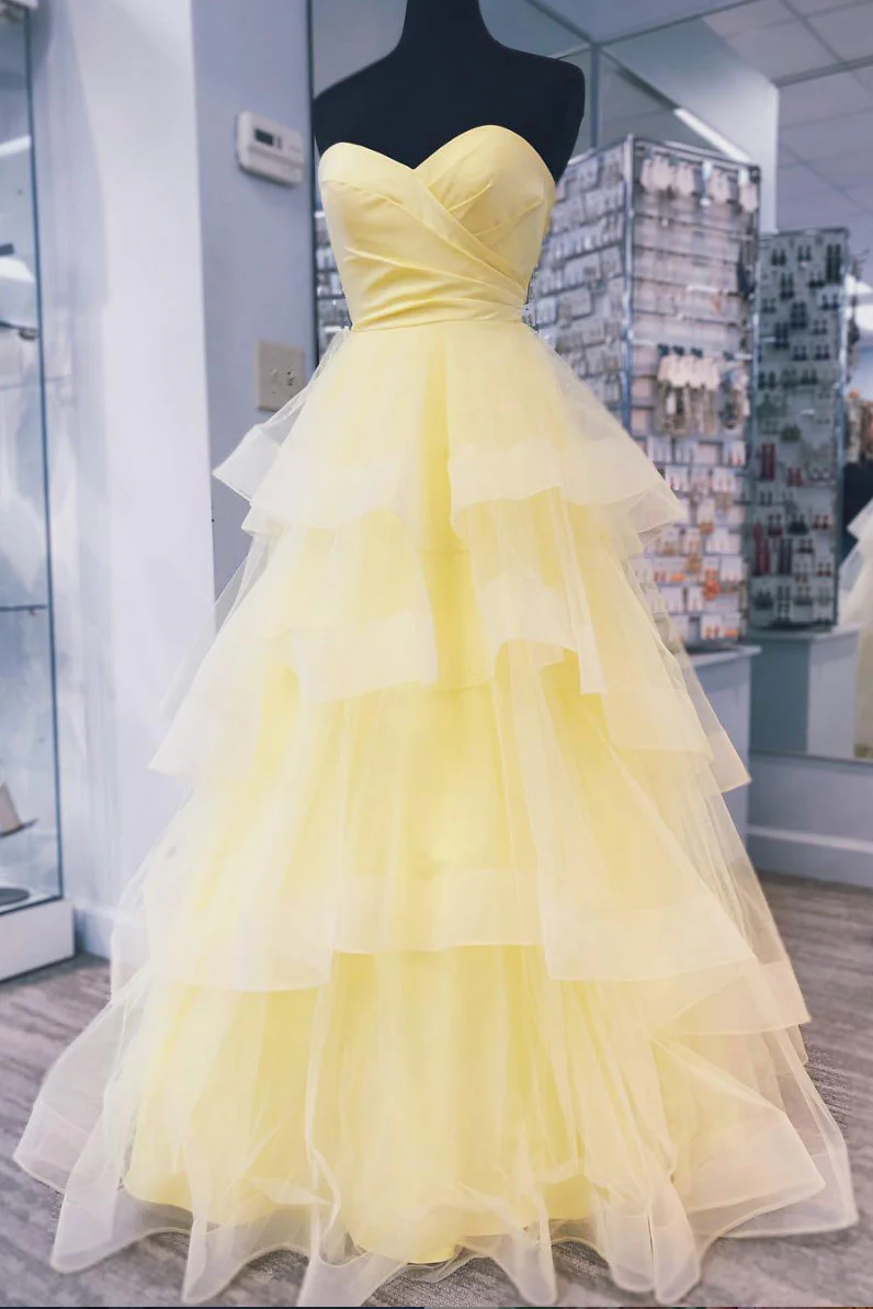 yellow puffy prom dresses Unique Vibrant Yellow Ruffled Peplum High-low Prom Gown
