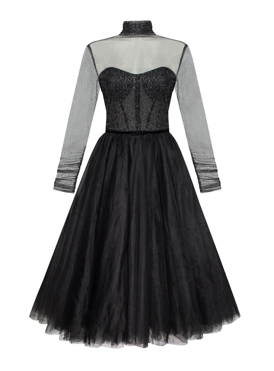 open lace back dress Wednesday Velvet & Glitter Tulle Girls Party Dress Black | Holly Hastie  London – Holly Hastie main image 1