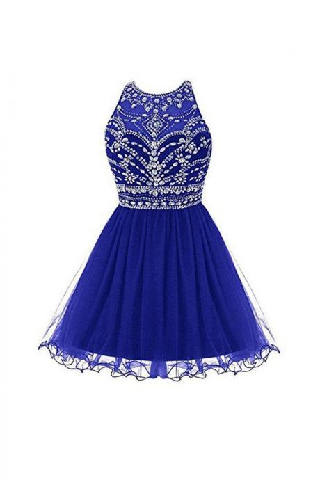 Royal Bule Homecoming Dresses,2016 Short Prom Gowns Tulle Homecoming Dress,svd581