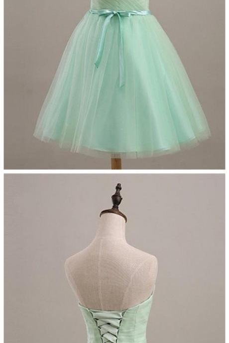 Simple Mint Strapless Lace Up Cute Elegant Homecoming Dresses