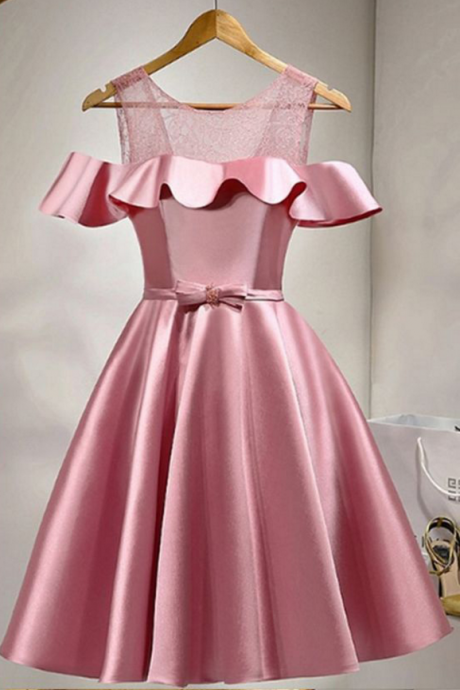 Pink Homecoming Dresses,lace Up Homecoming Dresses,satin Homecoming Dress,simpe Homecoming Dress,homecoming Dresses, Homecoming Dresses,short