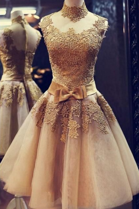 Gold Homecoming Dresses,lace Homecoming Dresses,sheer Homecoming Dresses,girls Pageant Dresses