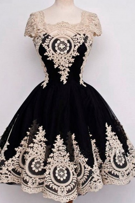 Elegant Appliques Black Homecoming Dress,short Homecoming Dresses,prom Dress