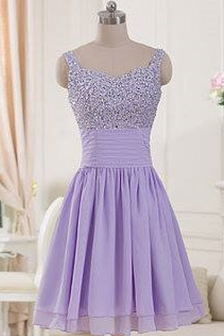 Sparkle Beaded Homecoming Dress,lavender Homecoming Dresses