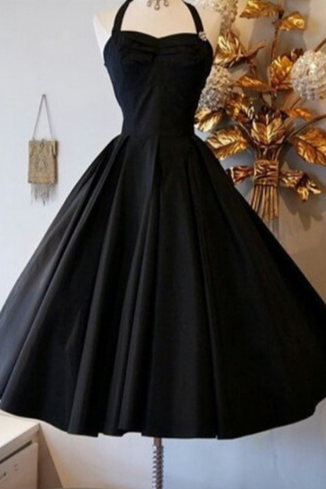 Black Halter Homecoming Dress,knee Length Homecoming Dresses