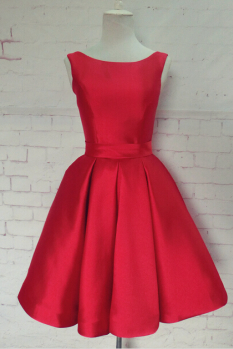 Knee Length Homecoming Dress,red Satin Homecoming Dresses