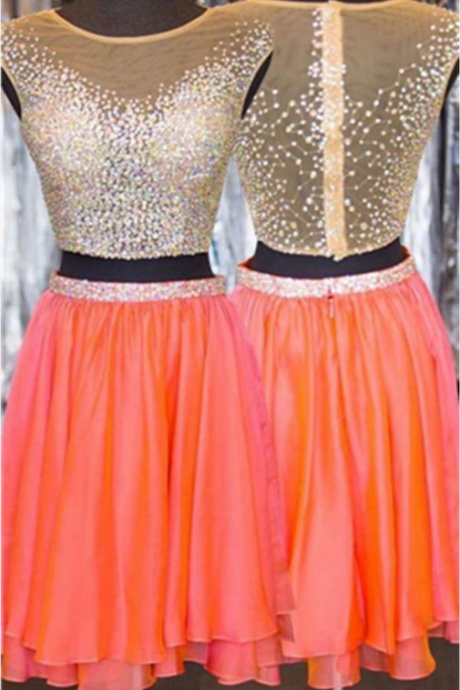 Two Piece Homecoming Dress,cap Sleeeve Homecoming Dresses