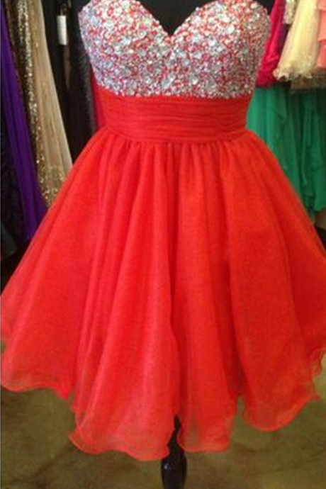 Red A-Line Homecoming Dress,Tulle Homecoming Dresses