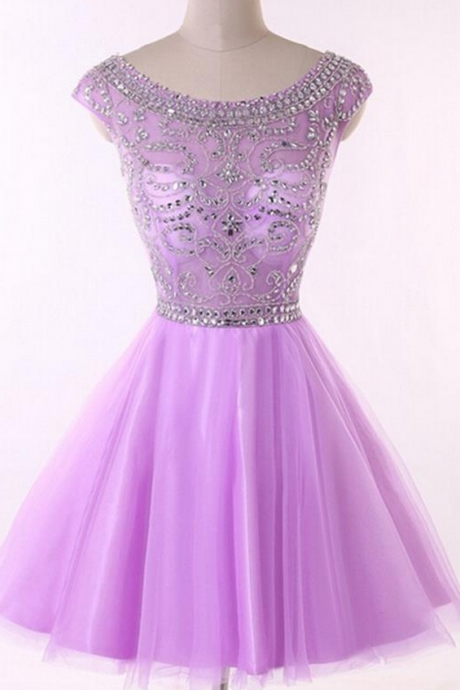 Purple Short Homecoming Dress,cap Sleeve Homecoming Dresses
