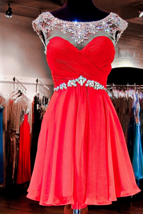 O-Neck Backless Homecoming Dress,Red Homecoming Dresses