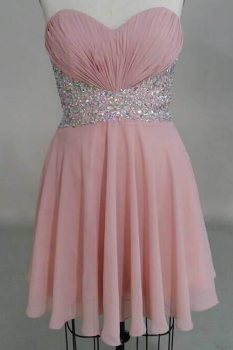 Pink Beading Homecoming Dress,strapless Short Homecoming Dresses