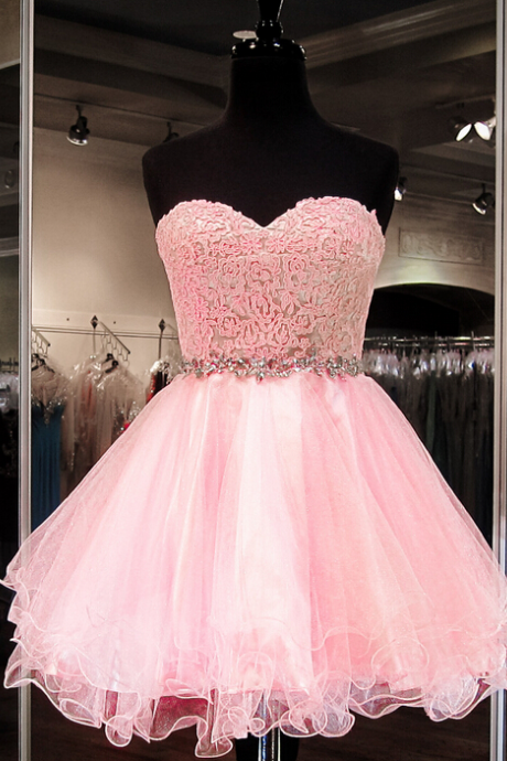 Homecoming Dresses,organza Lace Sweetheart Homecoming Dress,cocktail Dress