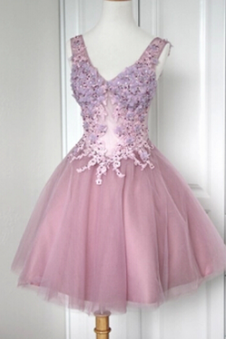 V-neck Purple Backless Homecoming Dress,prom Dress,homecoming Dresses