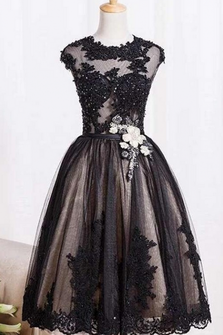Homecoming Dresses,black Vintage Dresses,homecoming Dresses,lace Homecoming Dress,beaded Short Prom