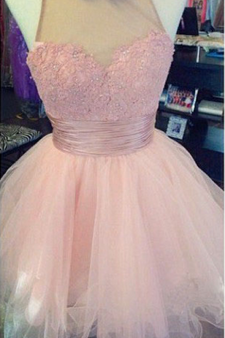 Cute Homecoming Dress,Pink Homecoming Dresses,Open Back Homecoming Dresses,Organza Homecoming