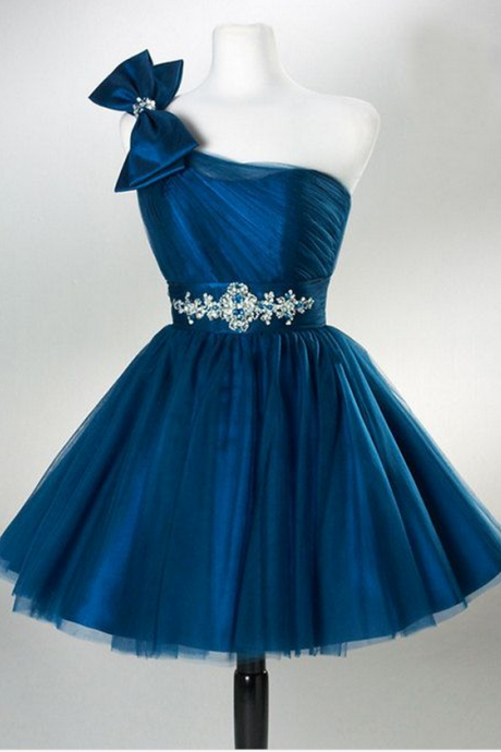 One Shoulder Tulle Homecoming Dresses, Cute Rhinestone Homecoming Dresses, Cocktail Dress, Vantage Homecoming