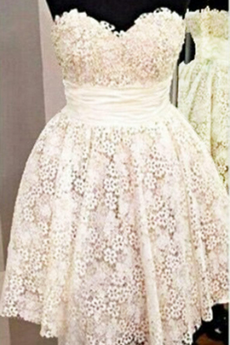 Charming Homecoming Dresses,lace Graduation Dresses ,white Homecoming Dress,short/mini Homecoming Dress