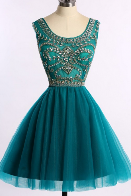 Fashion A-line Scoop Sleeveless Short Homecoming Dress With Beading