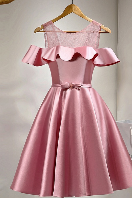 Pink Elegant Homecoming Dress, Short Bridesmaid Dress