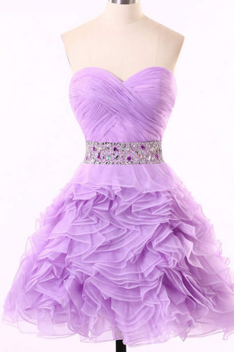 Purple Organza Homecoming Dresses,a-line Sweetheart Homecoming Gow