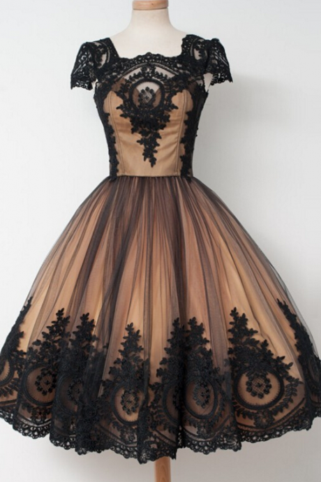 Elegant Lace Tulle Homecoming Dress,knee Length Homecoming Dresses