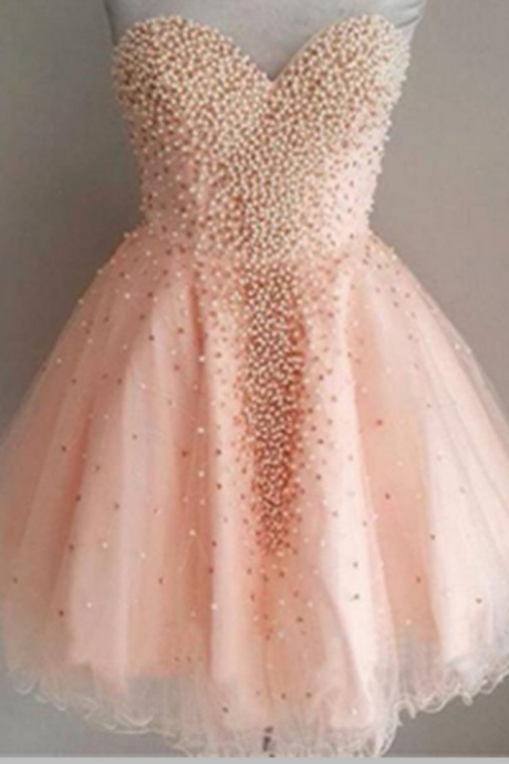 Luxury See Through Rhinestone Red Organza Homecoming Dresses, SF0055