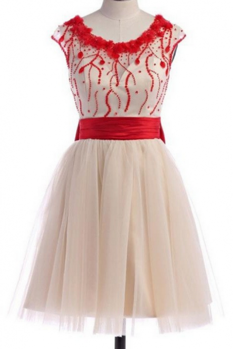 Pretty Skirt With Red Beads Homecoming Dresses K283