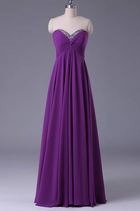 Beaded Bridesmaid Dresses,Purple Bridesmaid Dresses,2015 Bridesmaid Dresses,Long Chiffon 