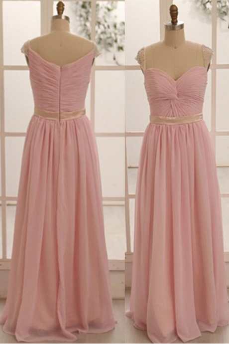 Pink Bridesmaid Dress,long Bridesmaid Dress,chiffon Bridesmaid Dress,simple Bridesmaid Dresses