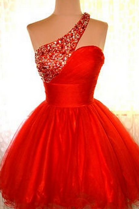 One Shoulder Homecoming Dress,red Homecoming Dresses,