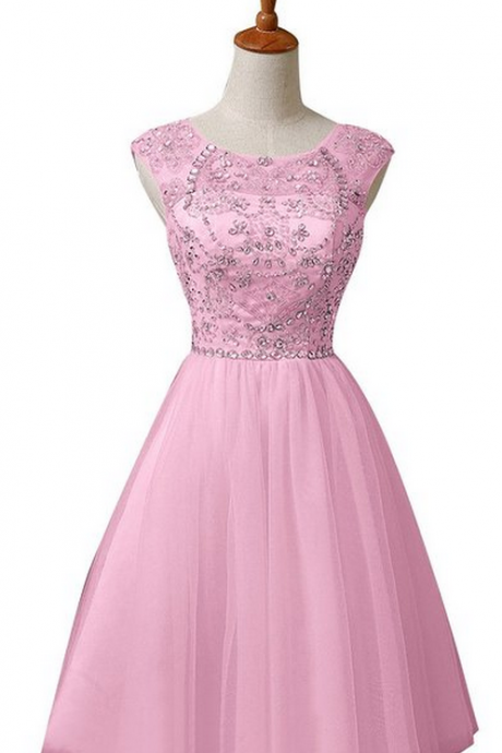 Pink Short A-line Elegant Homecoming Dresses,sequins Prom Dress,dress For Homecoming