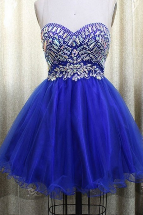 Tulle Homecoming Dresses, Sweetheart Homecoming Dresses, Mini Blue Women Dresses, Mini Party Dresses
