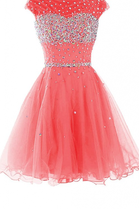 Stunning Short Homecoming Dresses Cap Sleeve Backless Sequined Top Organza Prom Graduation Cocktail Dresses Custom