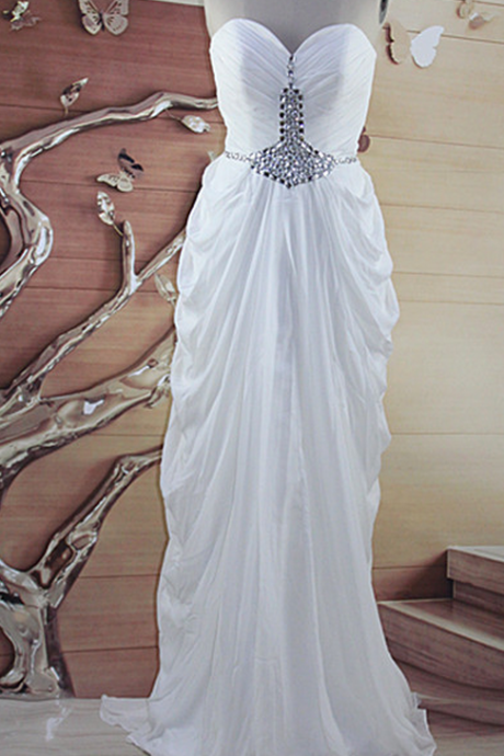White Evening Dresses,long Elegant Prom Dresses, Evening Dresses,evening Gowns,zipper Evening Dress, Red Carpet Dresses