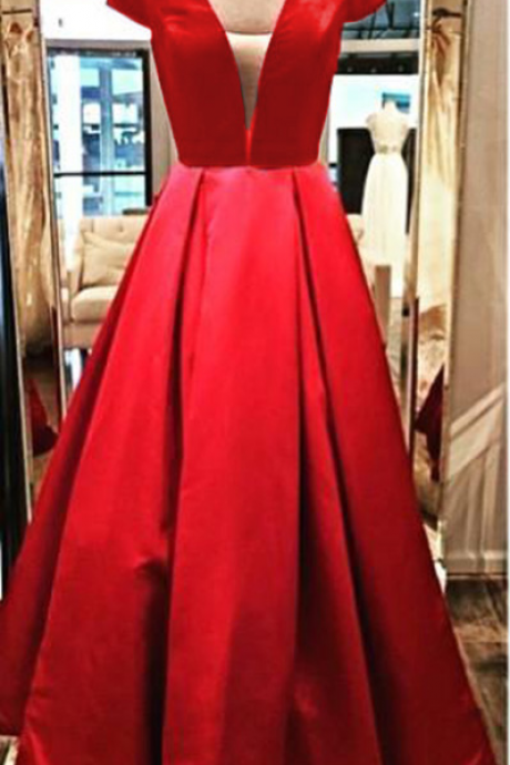 Red Evening Dresses, Long Satin Evening Dresses,evening Gowns,backless Evening Dress, Red Carpet Dresses