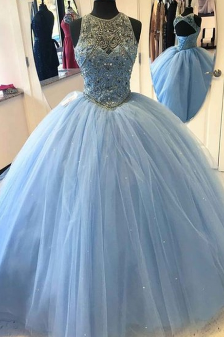 Prom Dress,ball Gown Prom Dresses,elegant Blue Long Evening Dress,formal Evening Dresses